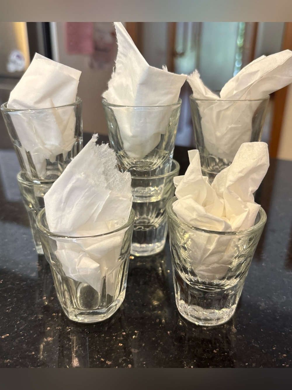 Set of 8 Clear Glass Faceted Shot Glasses 2.25 in Tall Round Barware